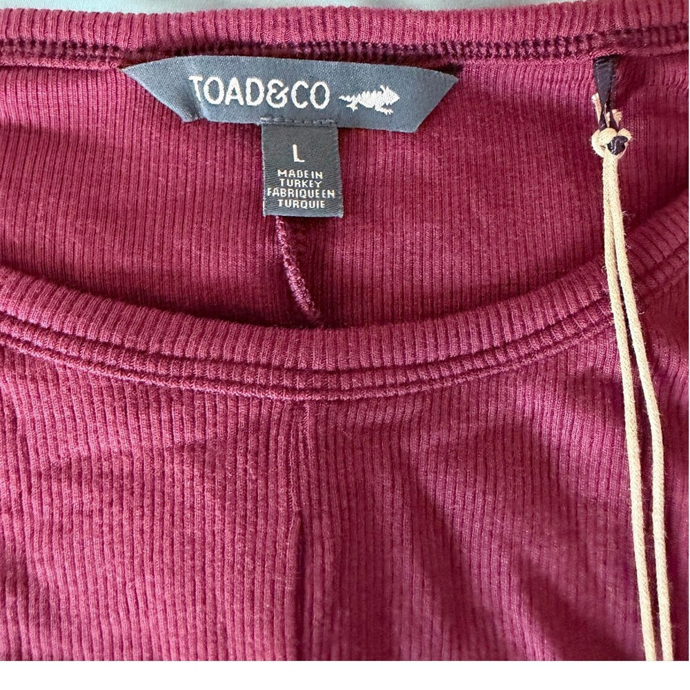 Toad&Co Daisy Rib LS Swing Dress Port Burgundy Red Ribbed Knit Mini Dress Large - Picture 3 of 4